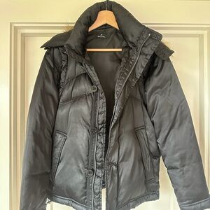 PS Paul Smith Black Puffer Jacket with Real Fur Hood
